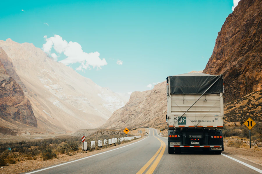 Tractor-trailer on a highway